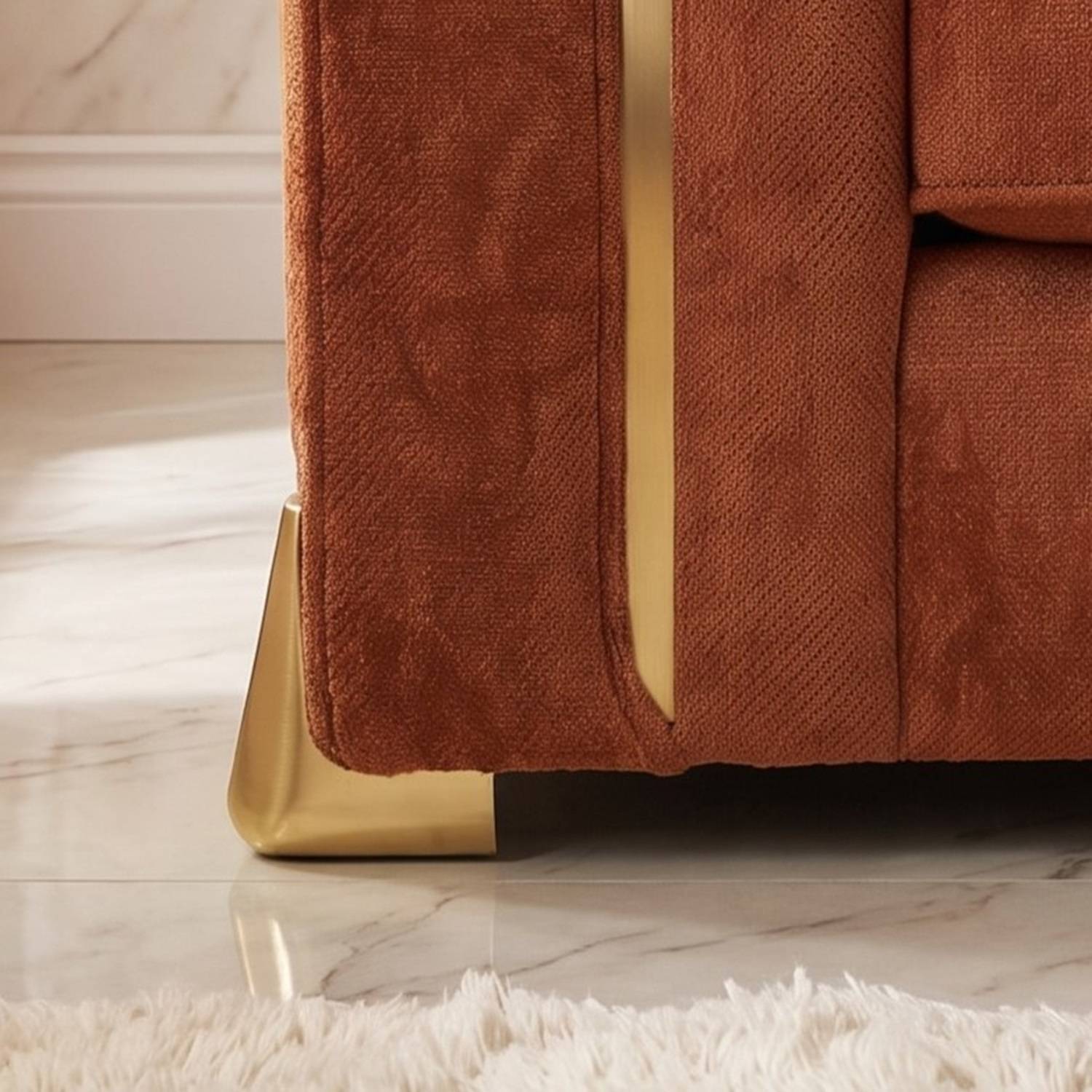 Somnior Oscar Sherpa Columbus Fabric 3 Seater Sofa - Apricot - Image 4