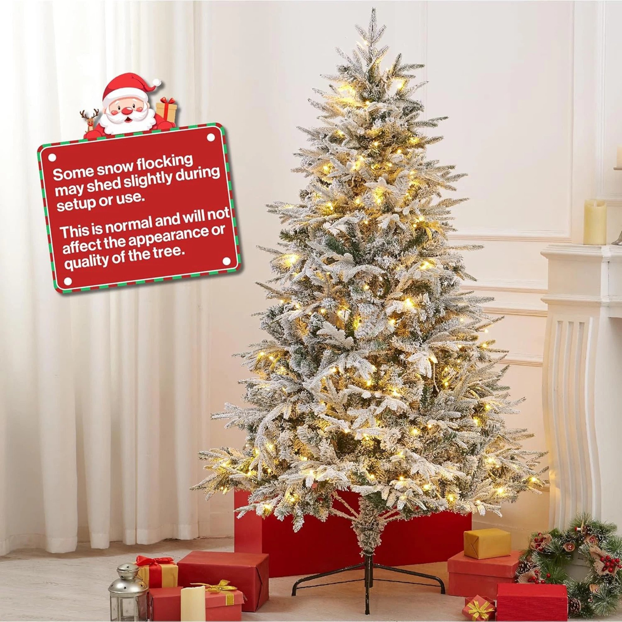 My Christmas 4ft Snow Flocked Pre-Lit Christmas Tree with LED Lights - 120cm - Image 2