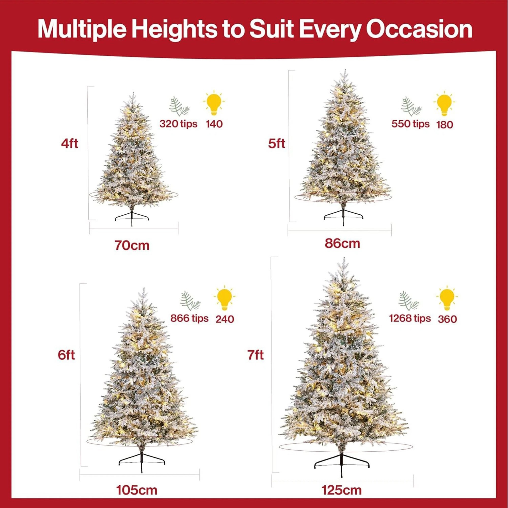 My Christmas 4ft Snow Flocked Pre-Lit Christmas Tree with LED Lights - 120cm - Image 3