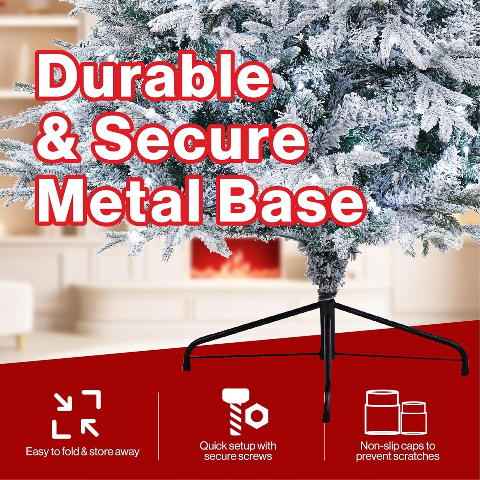 My Christmas 4ft Snow Flocked Pre-Lit Christmas Tree with LED Lights - 120cm - Image 5