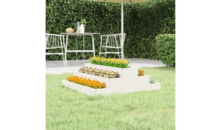 Walplus Wood Garden Planter - White V2 - 80 x 80 x 27 cm