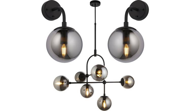 Loops Direct Smoked Glass Pendant Set - Matt Black