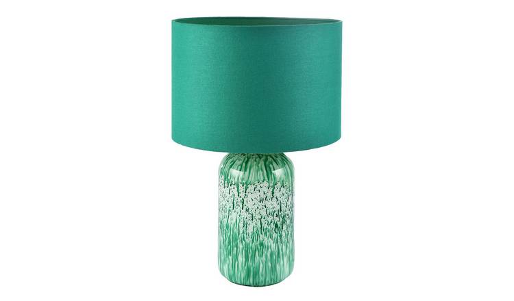 Happy Homewares Emerald Green Marble Drip Snowflake Glass Table Lamp - 30cm