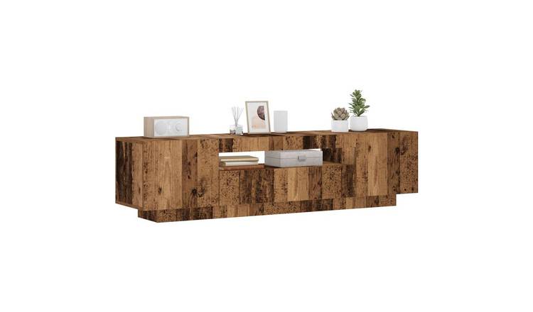 Walplus LED 1 Compartment TV Cabinet - Dark Wood - 160 x 35 x 40 cm