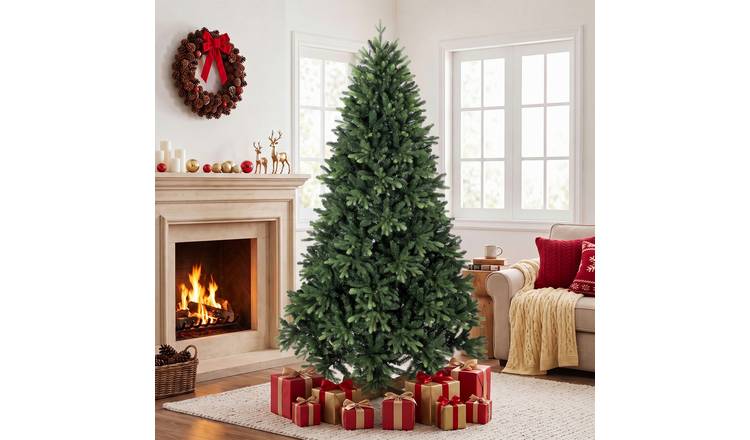 HOMCOM 7ft Hinged Xmas Tree with Branch Tips - Green