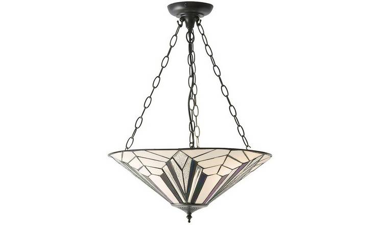 Loops Direct Glass and Steel Hanging Ceiling Pendant - Dark Bronze