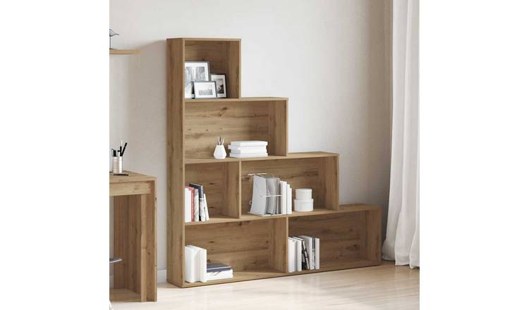 Walplus Engineered Wood Book Cabinet - Oak - 157 x 24 x 160 cm