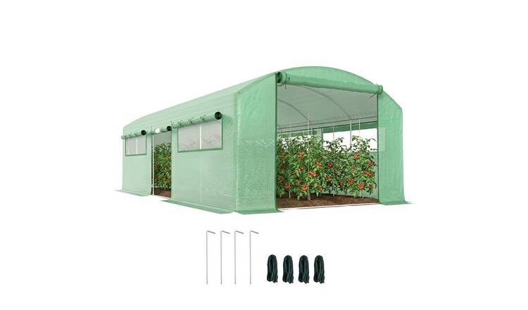 Outsunny Galvanised Steel UV Resistant Garden Polytunnel Greenhouse - Green