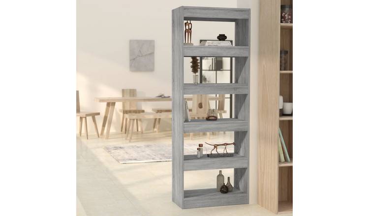 Walplus Engineered Wood Book Cabinet - Grey and Oak - 60 x 30 x 166 cm