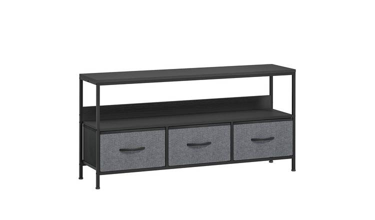 HOMCOM 3 Foldable Linen Drawers TV Unit - Black