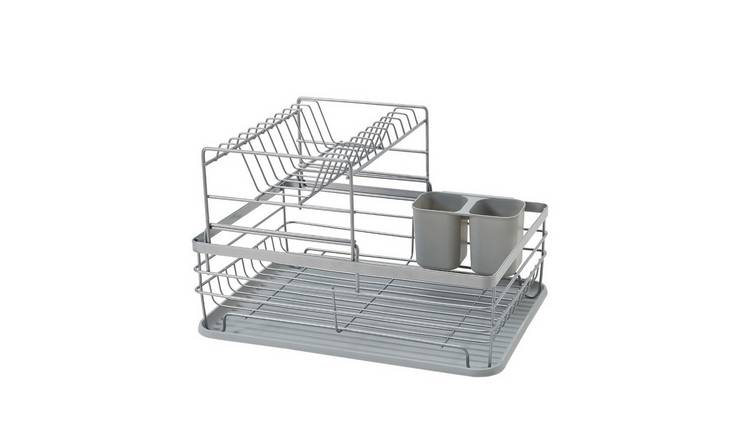 Living and Home 2-Tier Metal Dish Rack - Silver Grey