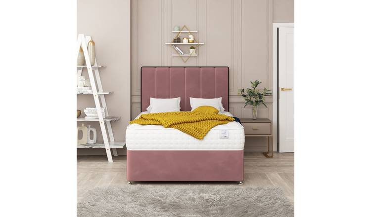 Bed Choices Herringbone Small Double 4 Drawer 54" Headboard Divan Bed Set - Pink