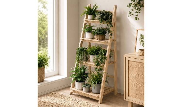 Neo 4 Tier Foldable Wooden Stand Display Shelf - Wood