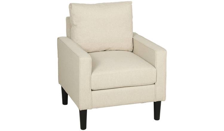 HOMCOM Removable Pillow Linen Accent Chair - Cream