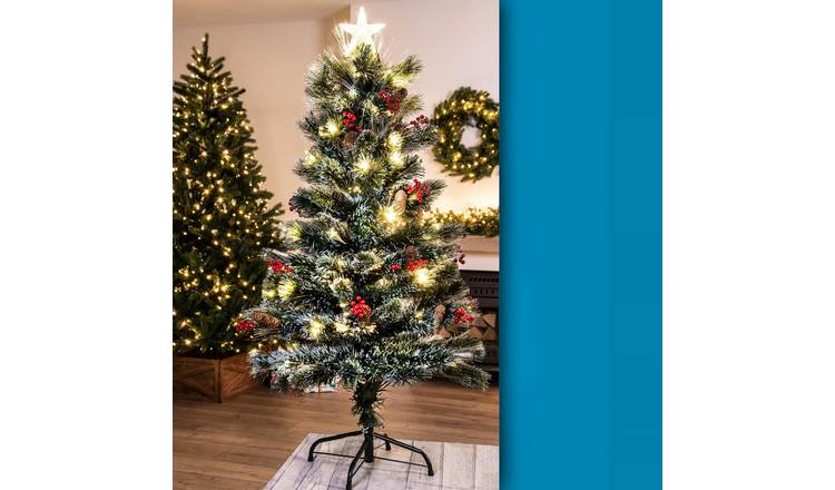 Christmas Tree World 4ft Frosted LED Pine Fibre Optic Tree