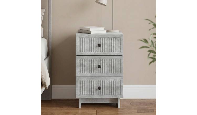 Walplus Engineered Wood Bedside Cabinet - Concrete Grey - 43 x 41 x 66.5 cm