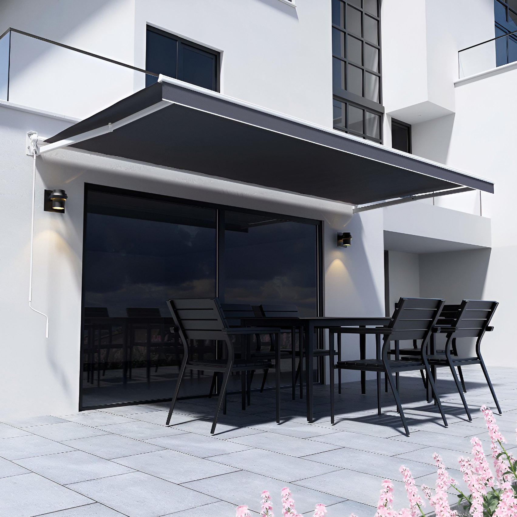 Primrose Awnings 2.5m Essential Manual Awning Retractable Canopy - Charcoal - Image 1