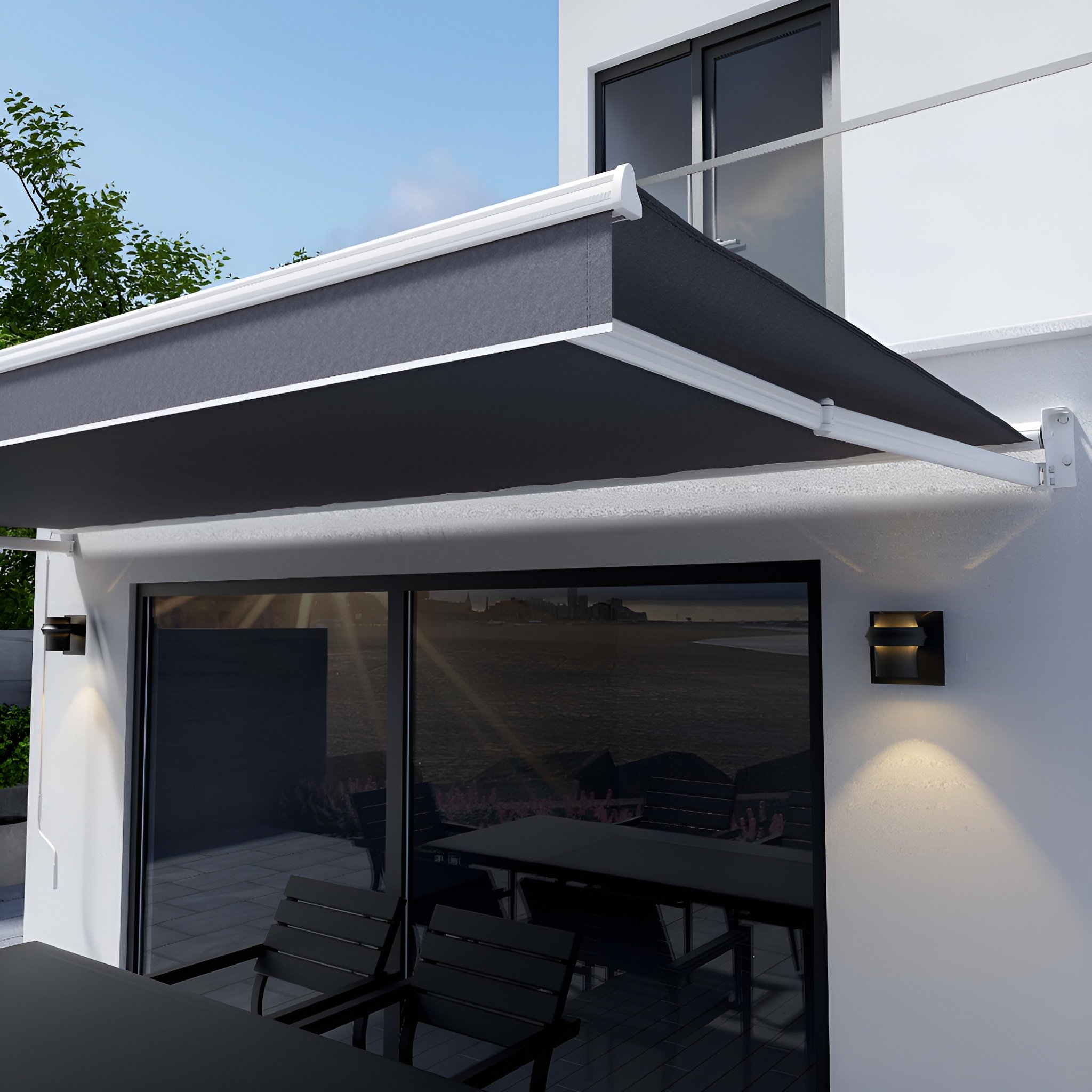 Primrose Awnings 2.5m Essential Manual Awning Retractable Canopy - Charcoal - Image 3