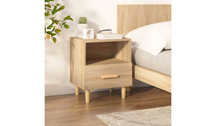 Walplus Engineered Wood Bedside Cabinet - Light Oak - 40 x 35 x 47 cm