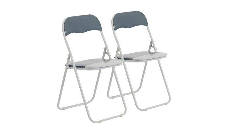 Harbour Housewares Coloured Padded Folding Chairs - Grey - Pack of 2