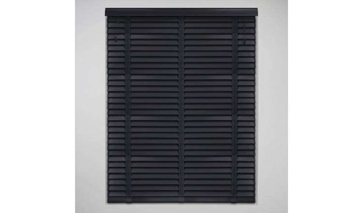 New Edge Blinds Black Real Wood Tape Venetian Blind - 180cm x 120cm