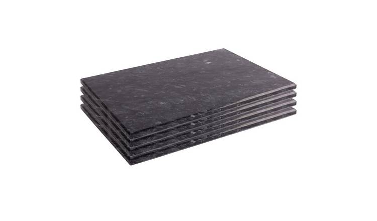 Argon Tableware Marble Rectangle Placemats - Black - Pack of 4