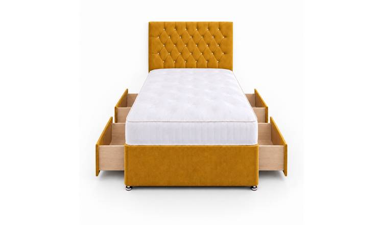 Comfy Deluxe 6ft Super King     4 Drawer Velvet  Divan Bed Set -  Mustard