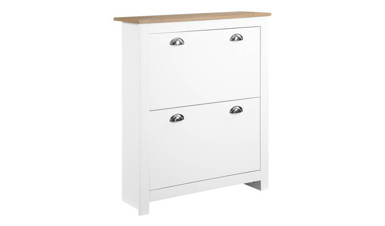 HOMCOM 2 Drawer Wooden Adjustable Shoe Cabinet - White