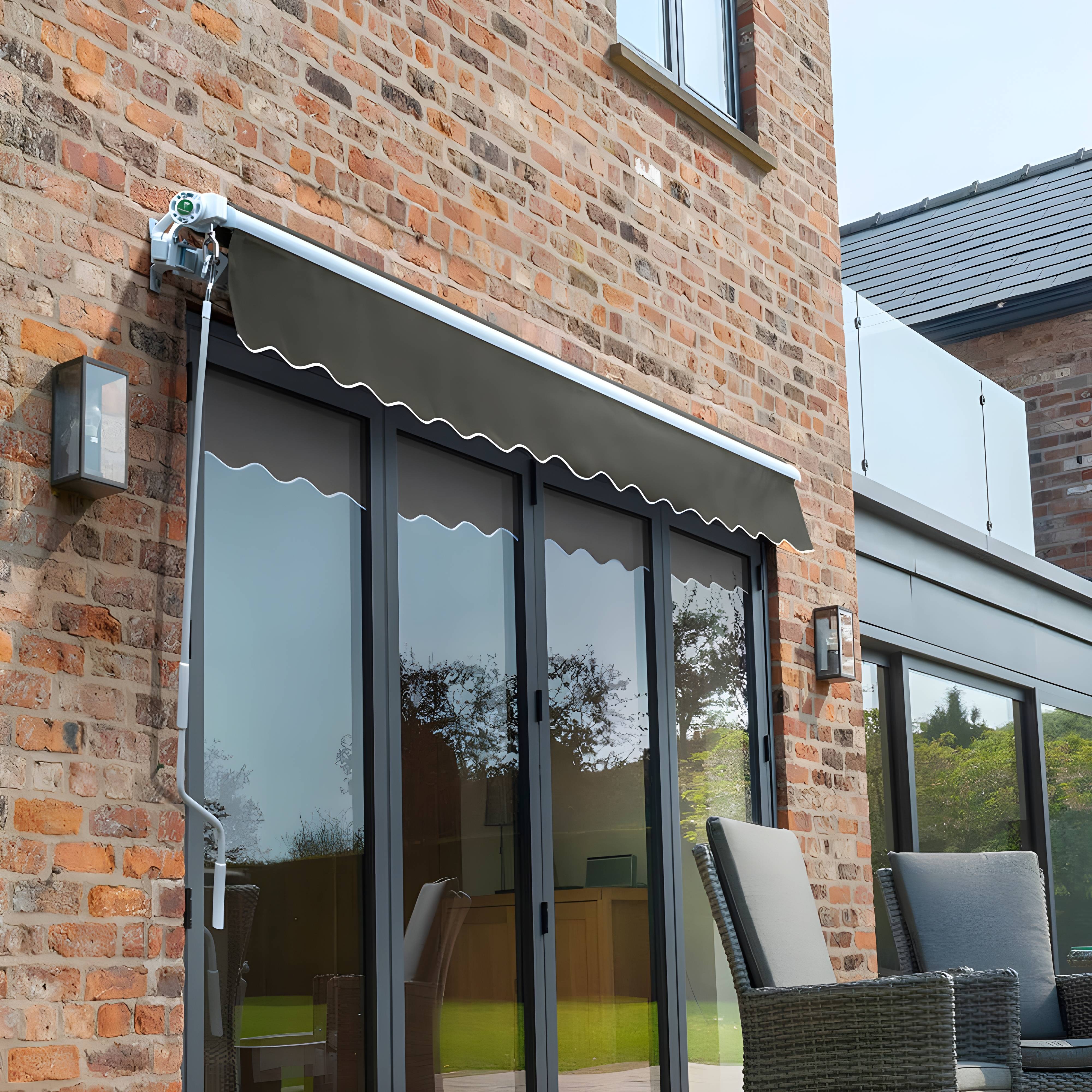 Primrose Awnings 3.0m x 2.5m Retractable Manual Awning Patio Canopy - Charcoal - Image 2