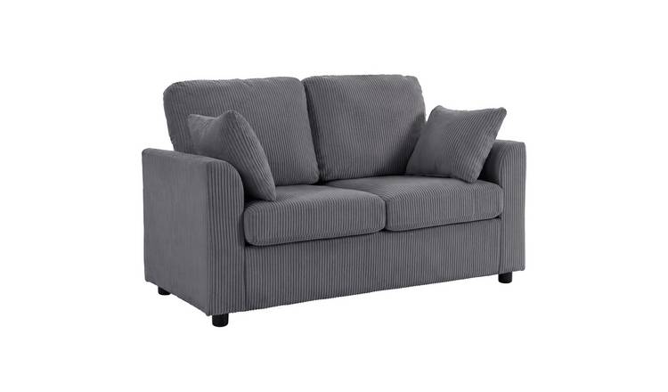HOMCOM 2 Seater Corduroy Small Sofa with Spring Cushion - Dark Grey