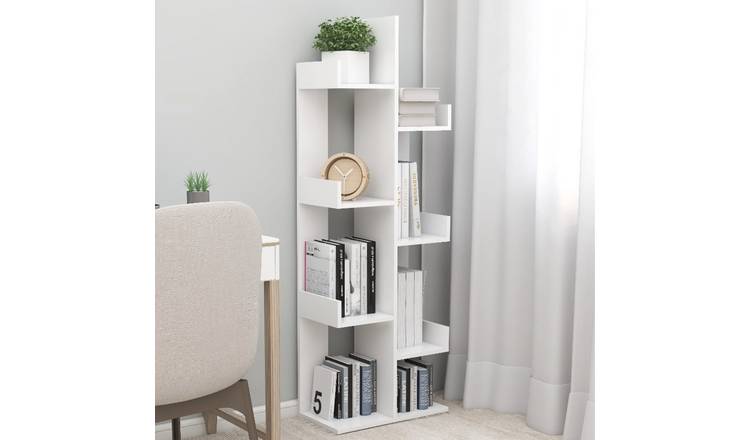 Walplus Engineered Wood Book Cabinet - White - 48 x 25.5 x 140 cm