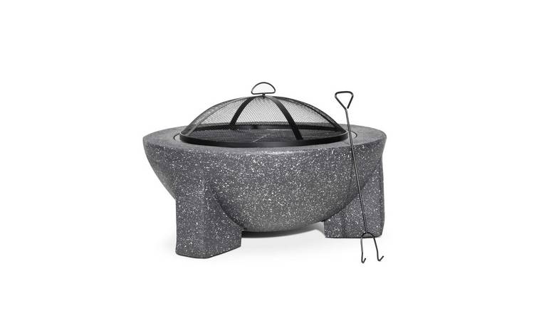 Dellonda MgO Round Fire Pit with Grill - Dark Grey