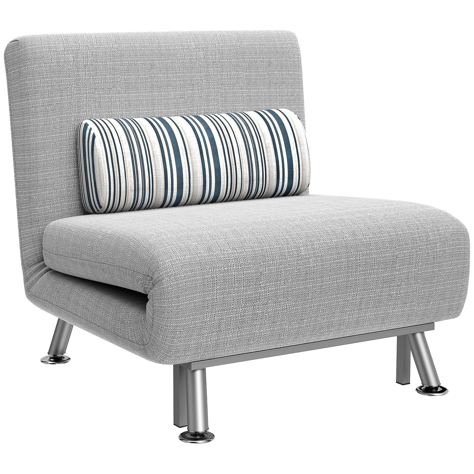 HOMCOM 3 in 1 Linen Fabric Adjustable Sofa for Living Room - Light Grey - Image 2