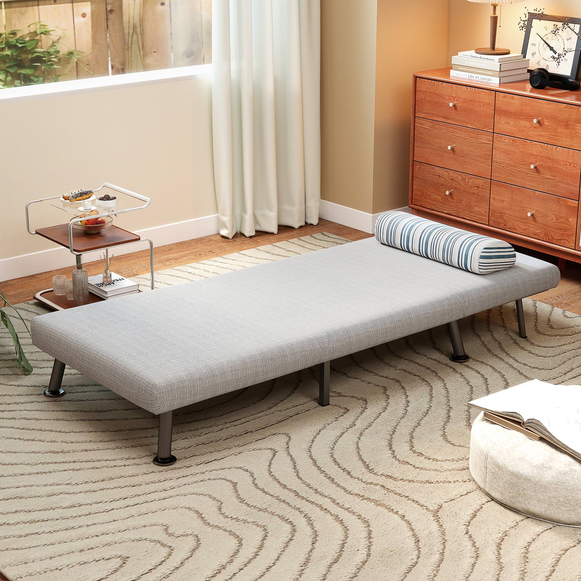 HOMCOM 3 in 1 Linen Fabric Adjustable Sofa for Living Room - Light Grey - Image 4