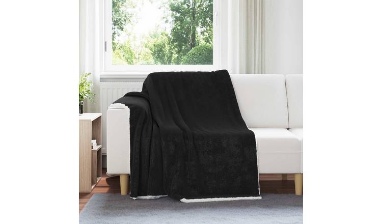 Walplus 480 g/m2 Fleece Throw Blanket - Black - 200 x 150 cm