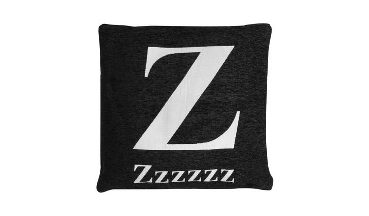 Orsina Words Zzzzzz Square Cushion – Black