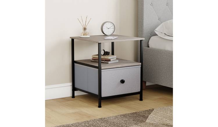 Vida Designs Chorley 1 Drawer Fabric Drawer Chest - Beige & Grey