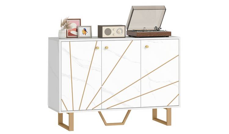 HOMCOM Metal Modern Adjustable Storage Sideboard - White