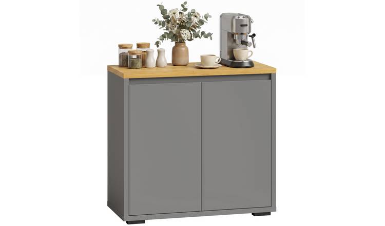 HOMCOM Double Door and Adjustable Shelf Kitchen Sideboard - Grey