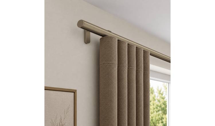 New Edge Blinds 28mm Taupe Styleline Gliding Curtain Pole with End Cap - 390cm