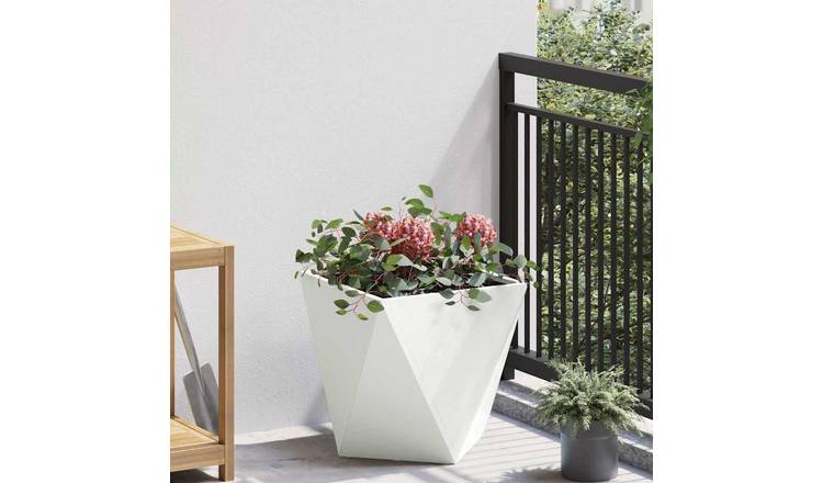 Walplus Steel Garden Planter - White V4 - 40 x 40 x 40 cm