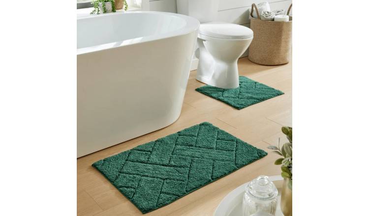 New Edge Blinds Bali Bath Mat & Pedestal Set - Emerald Green