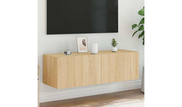 Walplus LED Engineered Wood TV Wall Unit - Light Oak - 100 x 35 x 31 cm