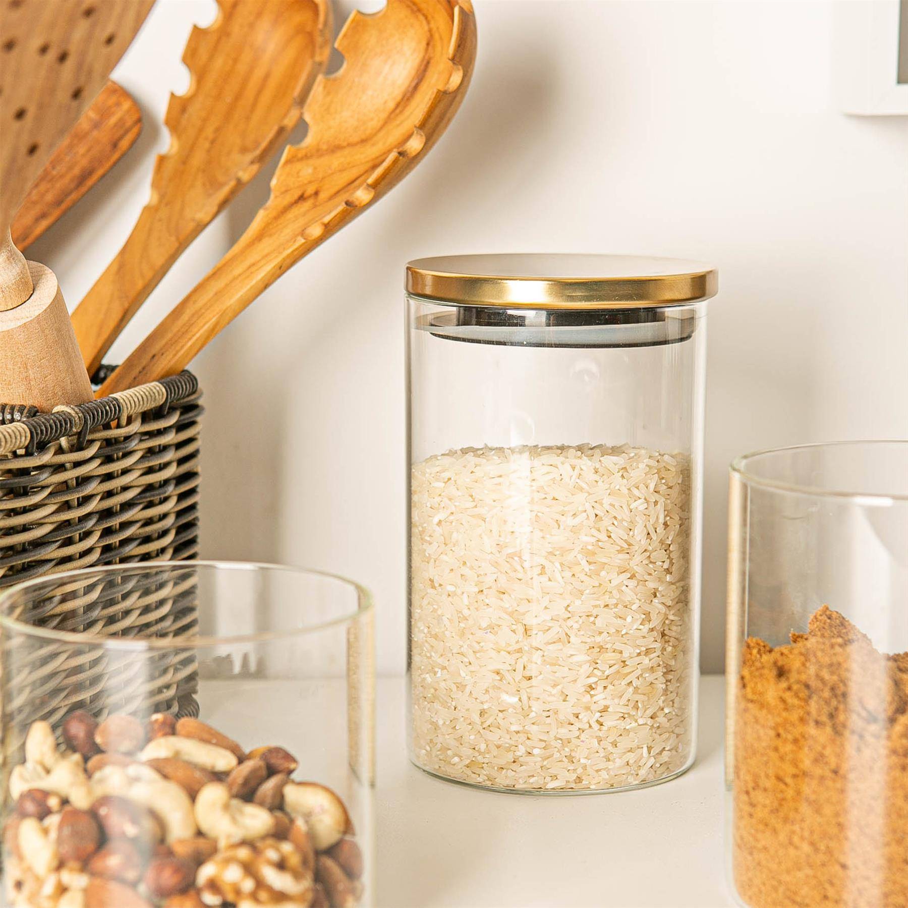 Argon Tableware Scandi Jars with Metallic Lids- Gold - Set of 6 - 1000ml - Image 6