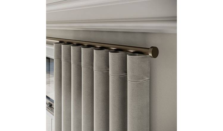 New Edge Blinds 28mm Taupe Styleline Gliding Curtain Pole with Stud End - 360cm