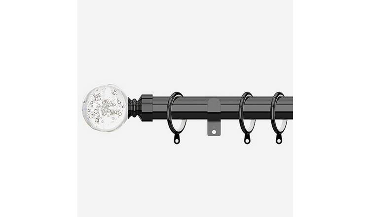 New Edge Blinds Black Nickel 28mm Bubbles Fixed Metal Curtain Pole - 140cm