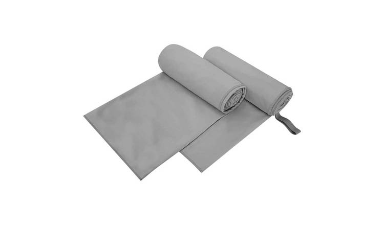 Walplus Pack of 2 Polyester Sports Towels - Dark Grey - 100 x 200 cm