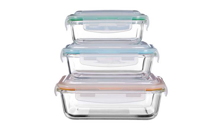 Orsina Freska Set Of 3 Rectangular Glass Containers