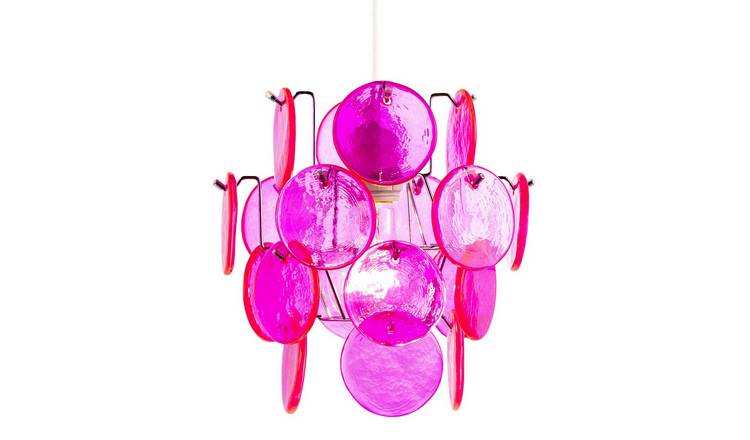 Happy Homewares Layered Hot Pink Glass Discs Pendant Shade - 25cm