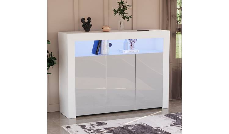 Vida Designs Nova 3 Door LED Sideboard - White & Grey